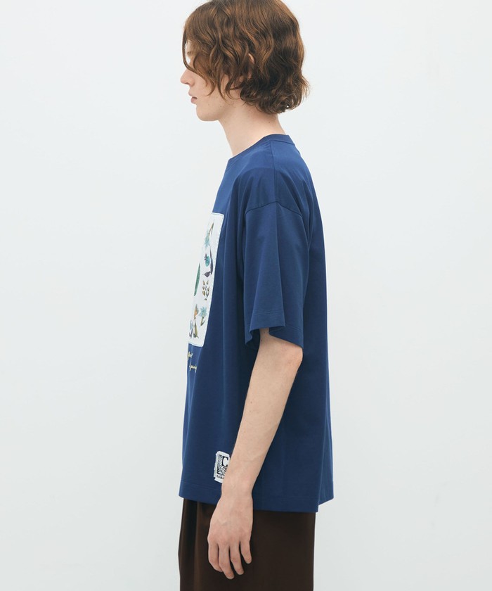 CABaN スビンコットン フラワーサークルプリントTシャツ