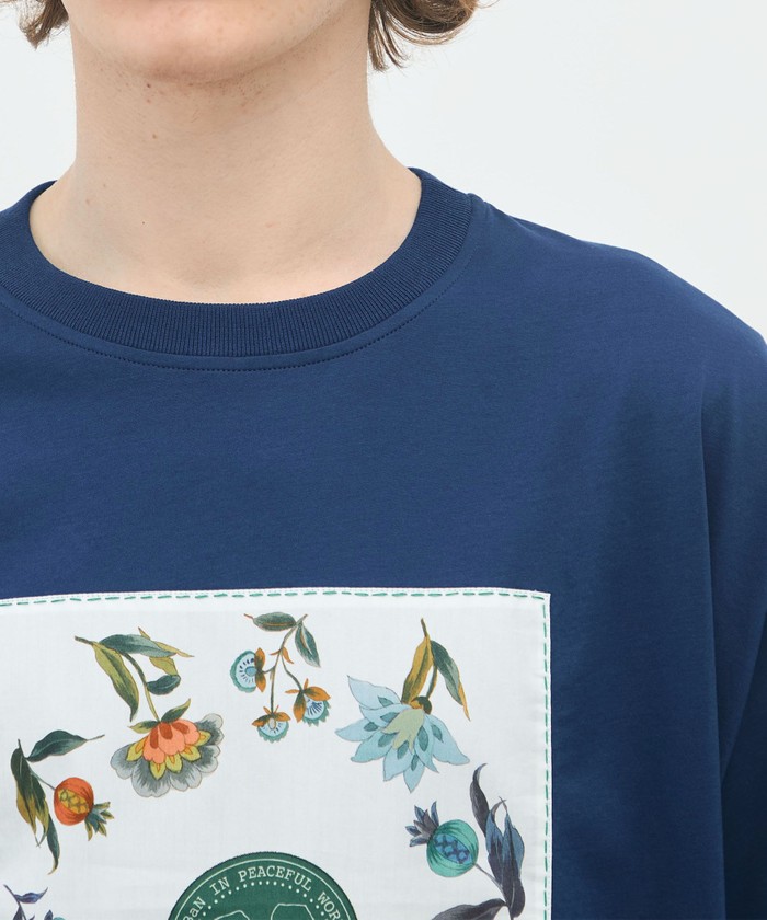 CABaN スビンコットン フラワーサークルプリントTシャツ