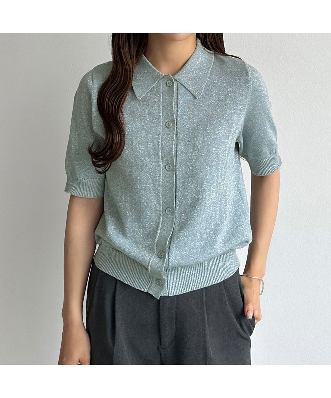 カラウティア callautia callautia ラメニット半袖ポロシャツ （グレー） セール26%OFF】カラウティア callautia callautia ラメニット