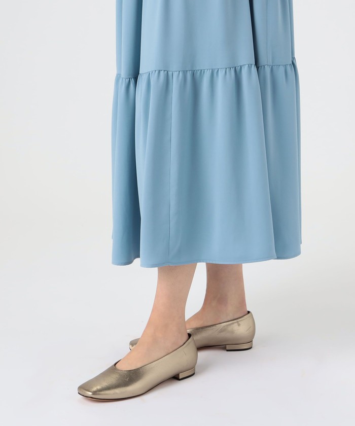 ballsey パウダリーサテン ティアードロングワンピース セール 40%OFF】パウダリーサテン ティアードロングワンピース