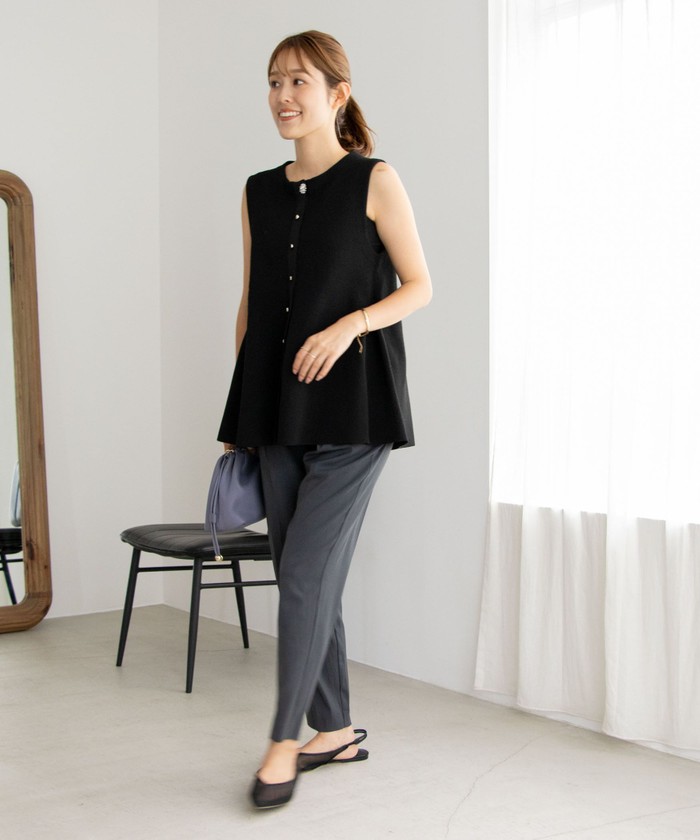 セール 20%OFF】《手洗い可能》ビジュー釦付きペプラムベスト