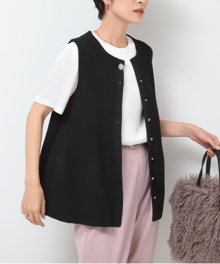 憧れの セール 20%OFF】《手洗い可能》ビジュー釦付きペプラムベスト トップス