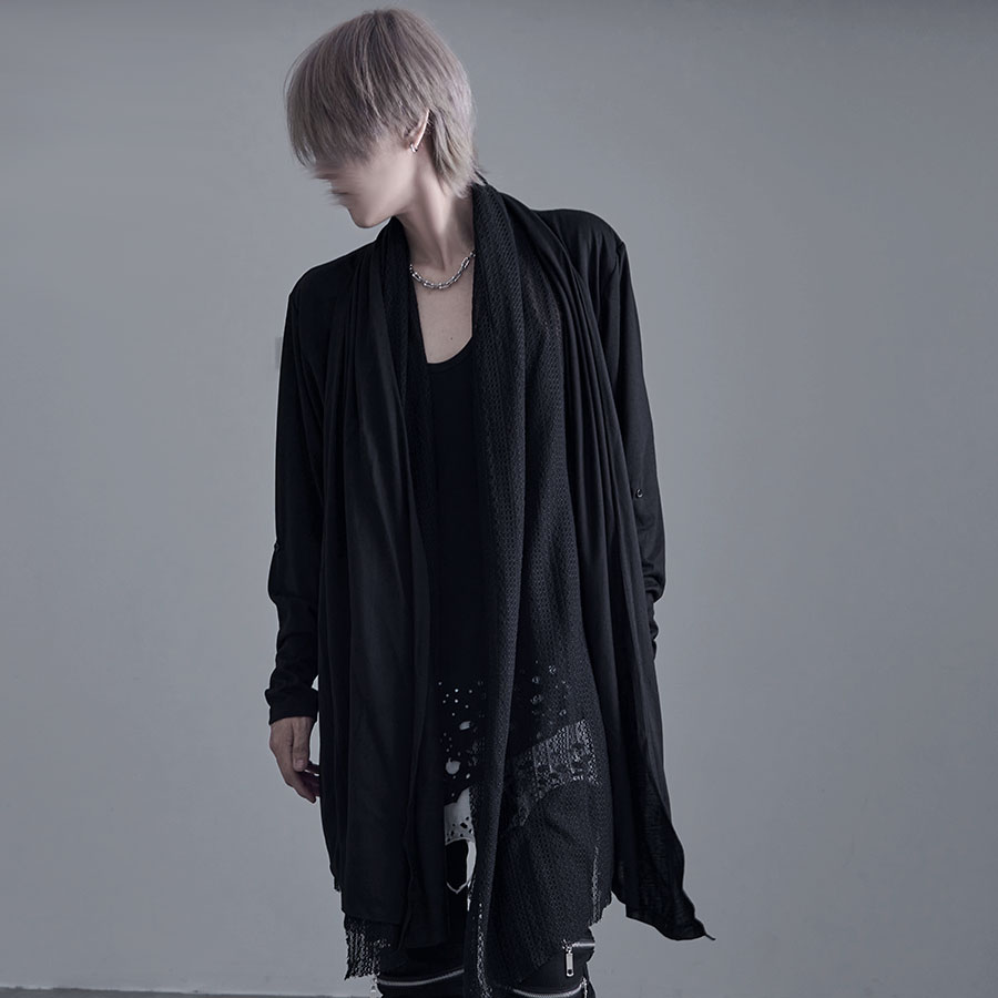 バーニングショー　ドレープレイヤードロングカーディガン　ブラック クーポン】【セール10%OFF】バーニングショー Bernings Sho