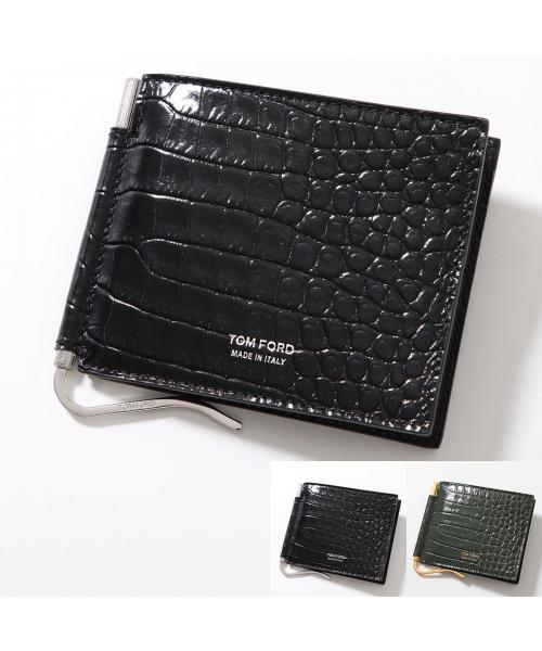 SAINT LAURENT クロコ型押し マネークリップ SAINT LAURENT クロコダイル型押し マネークリップ ブラック