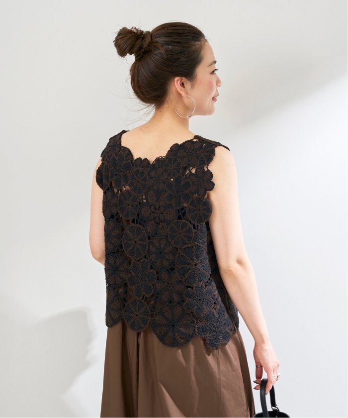セール 30%OFF】かぎ針風ニットハギワンピース(506461387