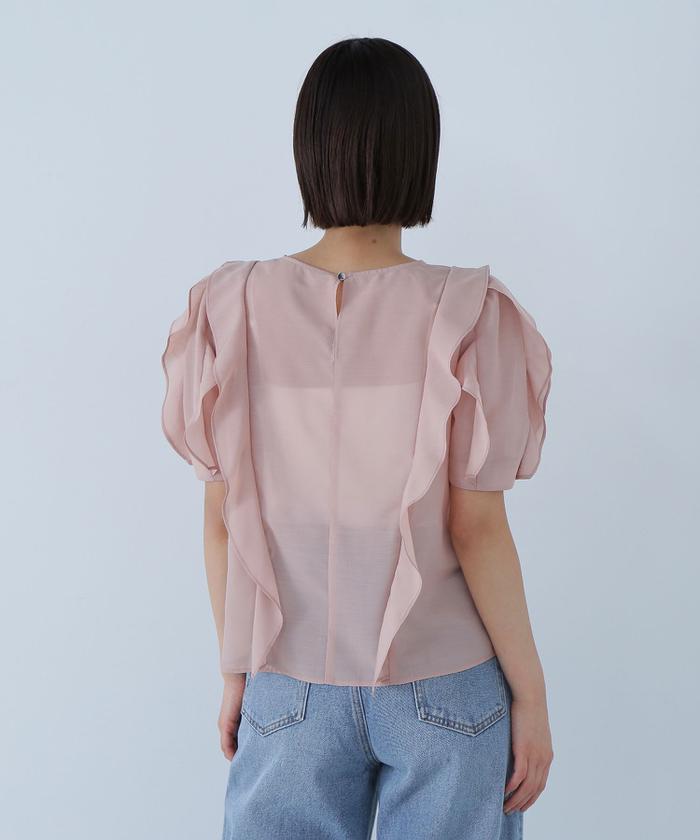 セール 10%OFF】シアーフリルラインブラウス(506331076