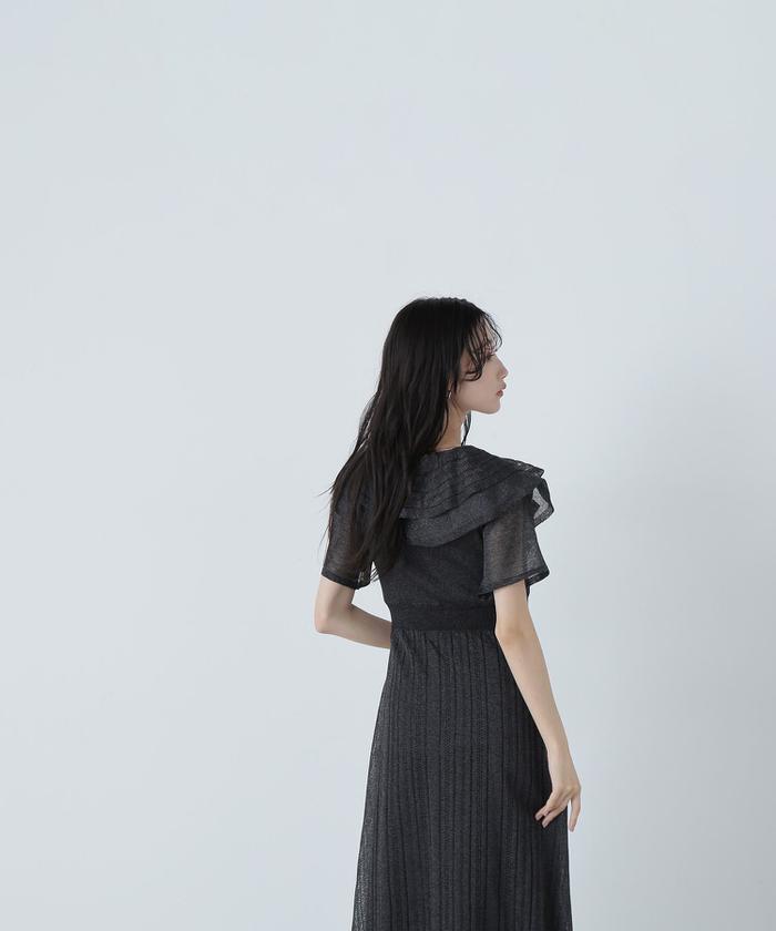 NATURAL BEAUTY BASIC ラッフルシアーニットワンピース