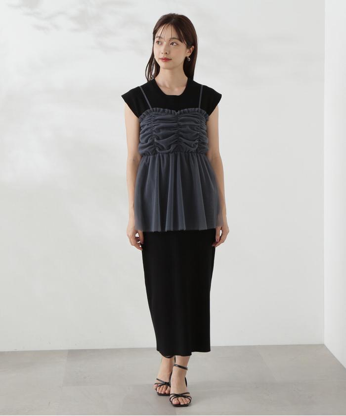 プロポーション　チュールキャミセットニットワンピース PROPORTION BODY DRESSING（プロポーションボディドレッシング