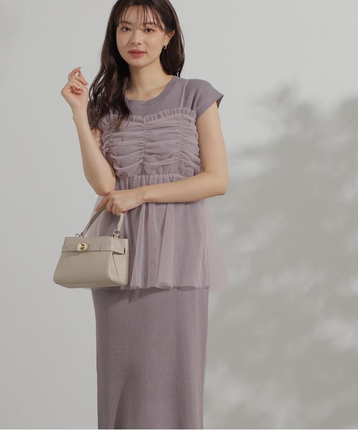 プロポーション　チュールキャミセットニットワンピース PROPORTION BODY DRESSING（プロポーションボディドレッシング