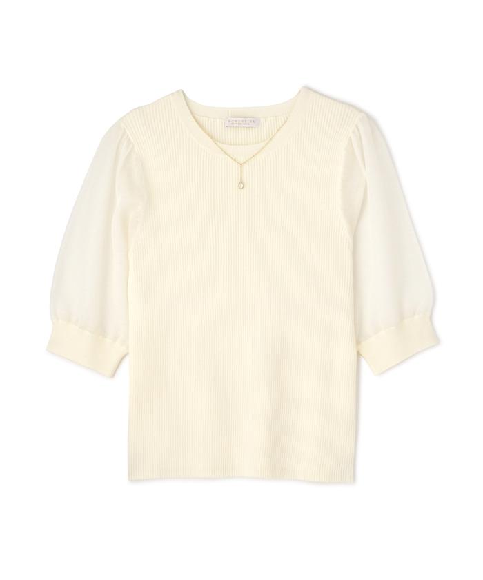 セール 50%OFF】チャーム付きシアー半袖ニット(506473255