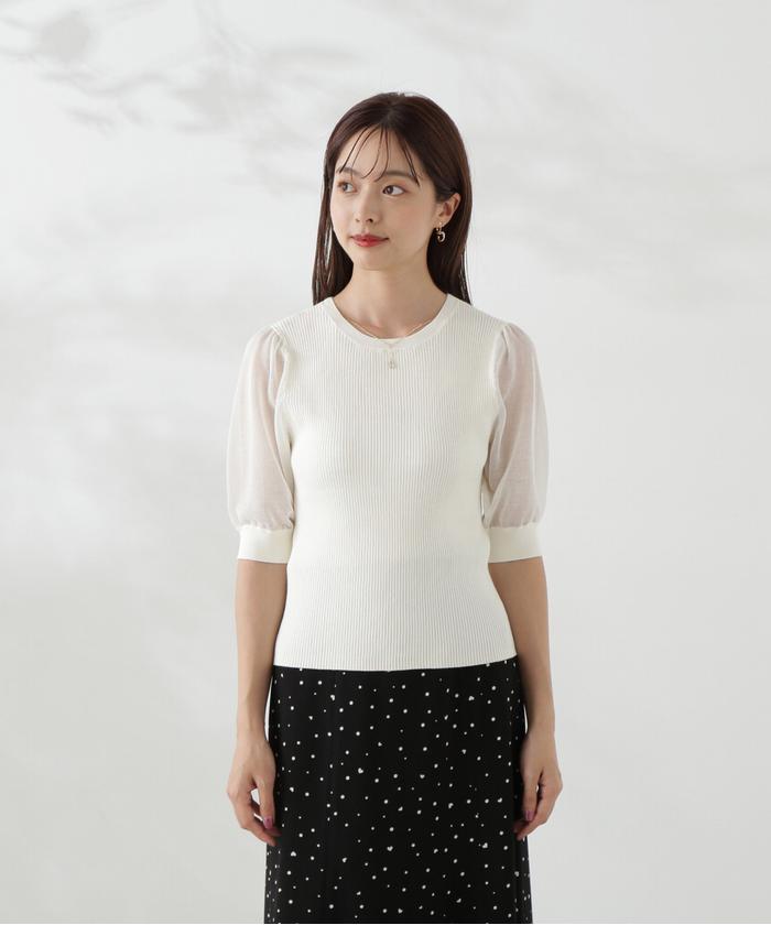 セール 50%OFF】チャーム付きシアー半袖ニット(506473255