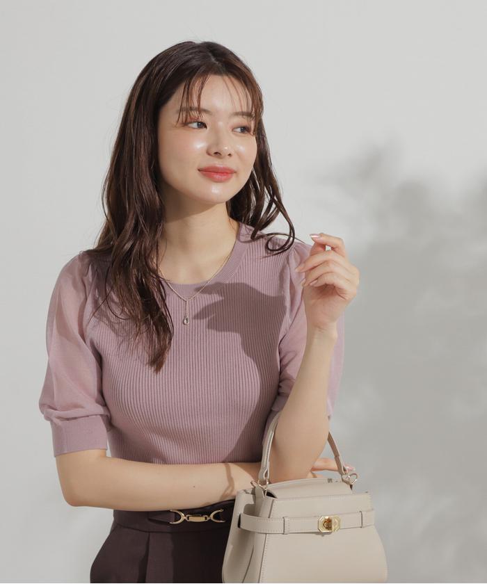 セール 50%OFF】チャーム付きシアー半袖ニット(506473255
