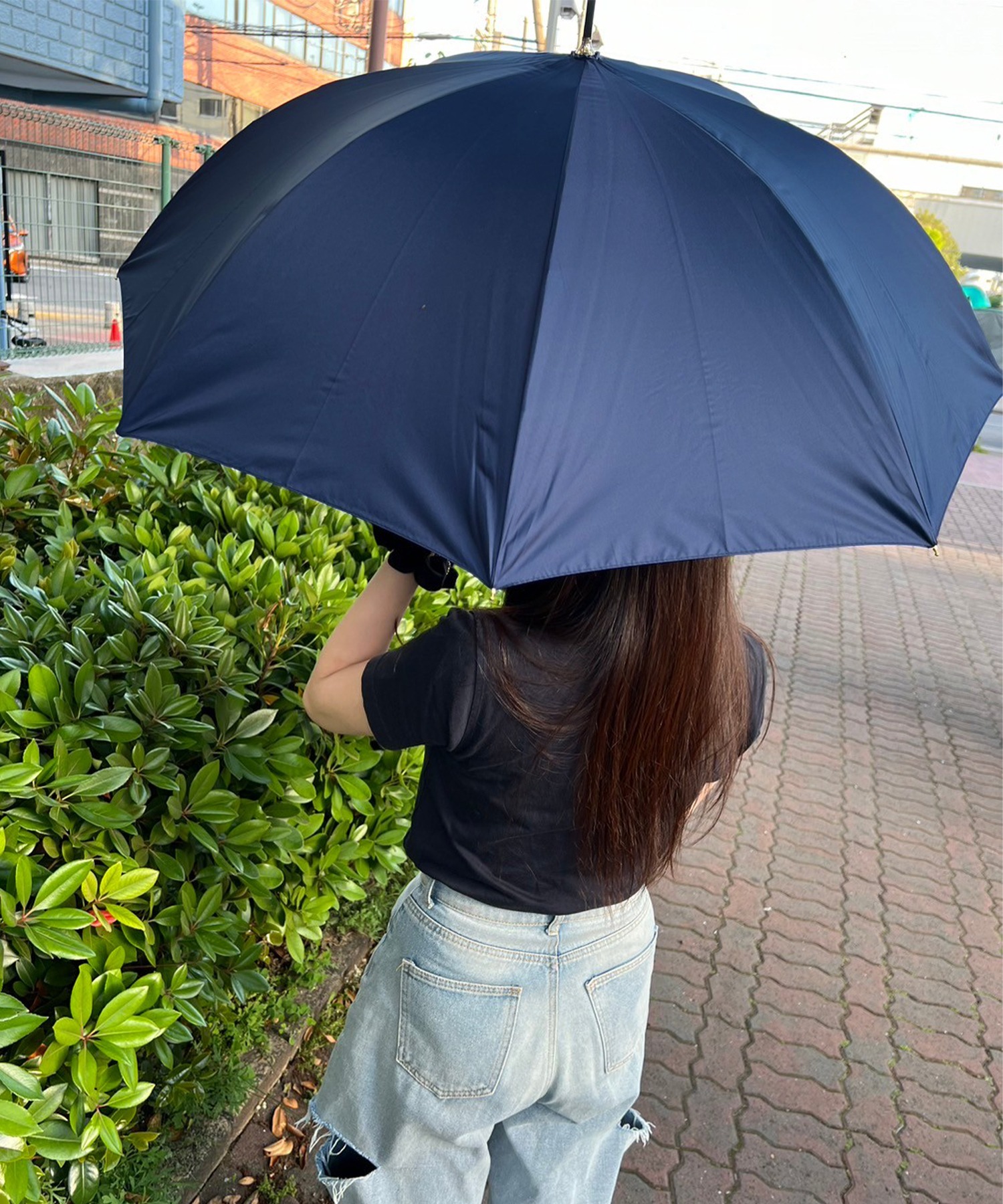 ★新品★HANWAY　高級日傘　晴雨兼用パラソル　折りたたみ　バンブーハンドル 日傘】ハンウェイ（HANWAY）Aoi 折りたたみ 木棒【公式ムーン