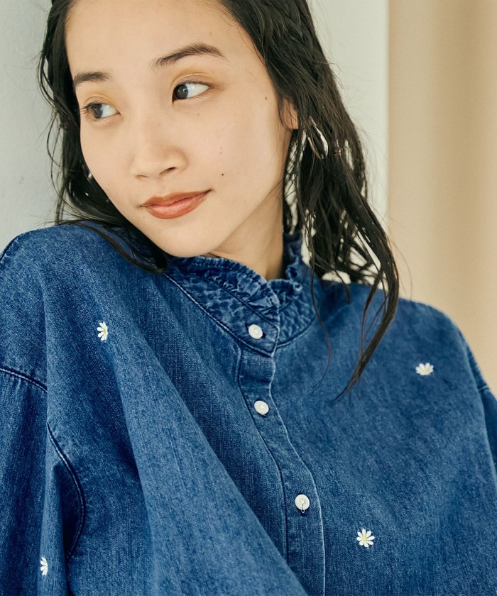 セール】フラワー刺繍2WAYデニムブラウス(506406184) | coen