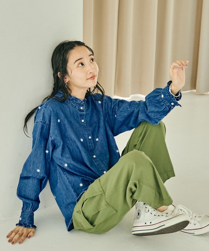 theory オリエンタル刺繍ブラウス　青色 オリエンタル刺繍ブラウス｜半袖｜ニコル公式通販サイト｜NICOLE