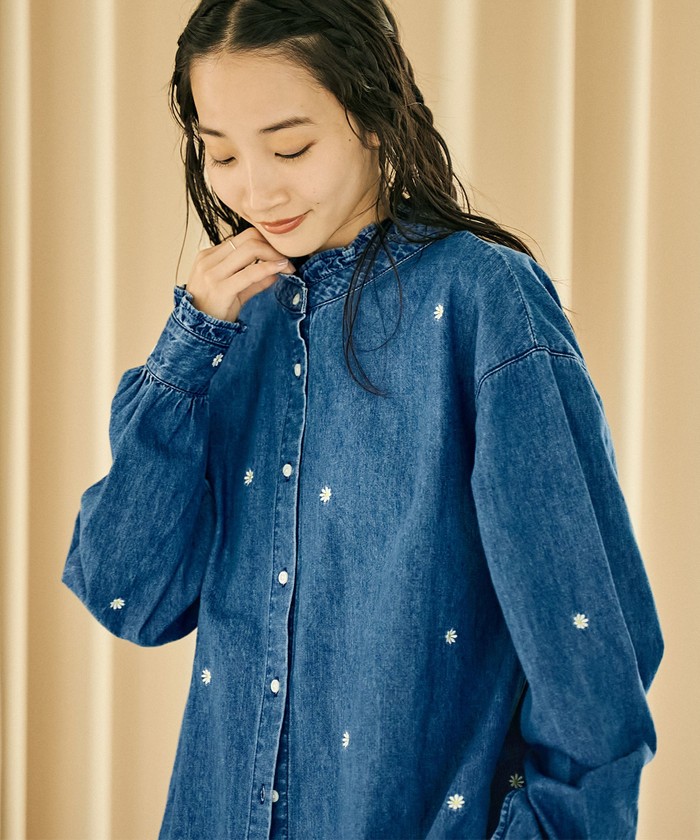 theory オリエンタル刺繍ブラウス　青色 オリエンタル刺繍ブラウス｜半袖｜ニコル公式通販サイト｜NICOLE