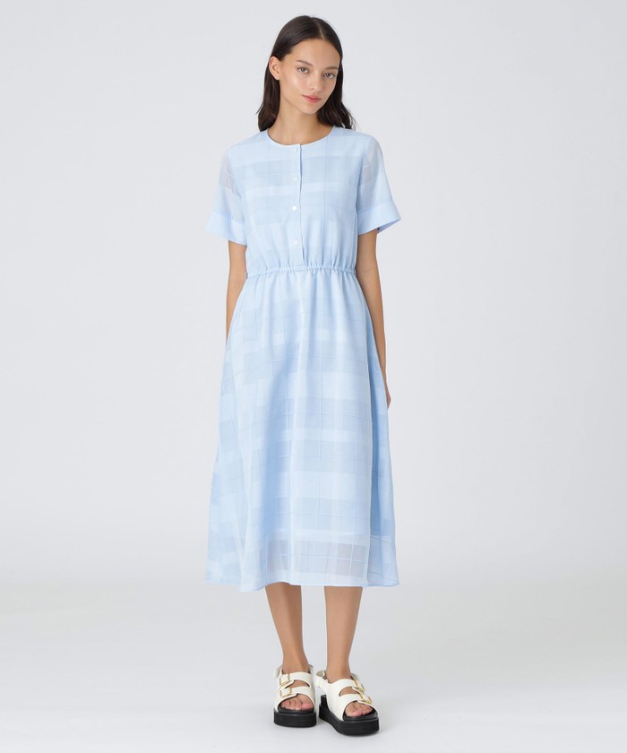ポコポコペーンシアークレストブリッジチェックブラウス 38 ブルー 24SS ポコポコペーンシアークレストブリッジチェックブラウス