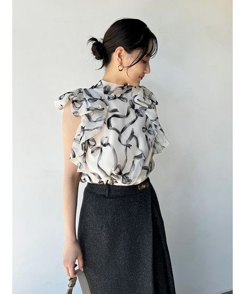 セール 50%OFF】Sustainableリボンスリーブオーガンブラウス
