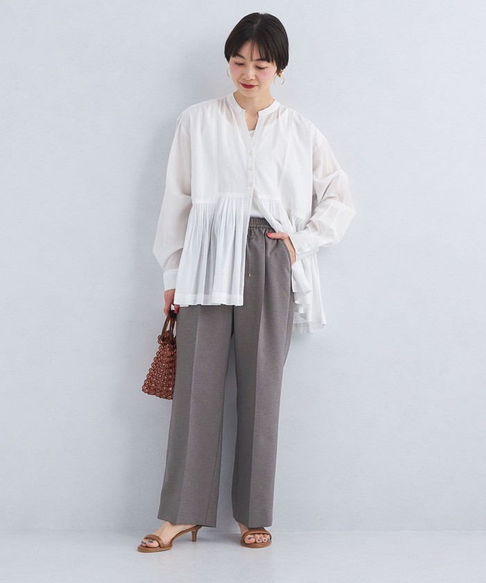 ♡新品♡プリスティン♡ベロアリラクシングパンツ Mサイズ ラス RASW 【低身長向け】リネンライクピンタックフレアパンツ
