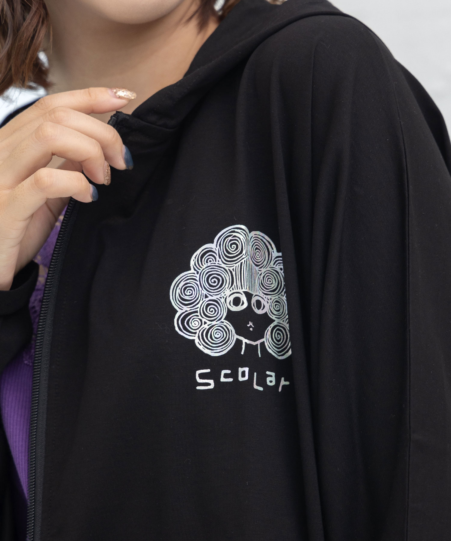 スカラー ScoLar スカラーちゃんオーロラプリント パーカー 新品 未使用 スカラー ScoLar スカラーちゃんオーロラプリント 裏毛パーカー
