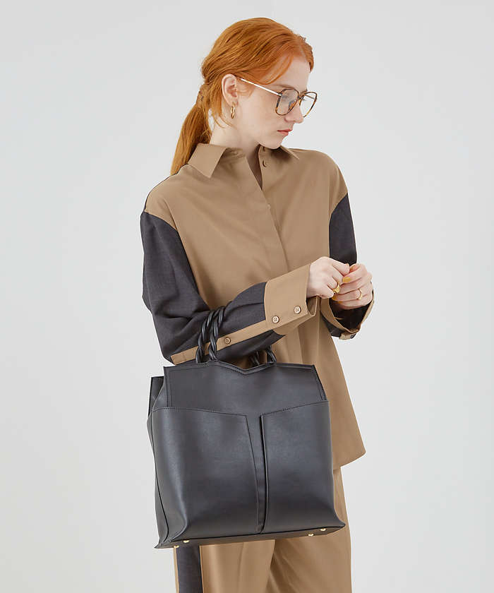 新品LOWELL things Twiste/ダブルポケット2WAYトート L LOWELL things トートバッグ Twiste/ダブルポケット2WAYトート L