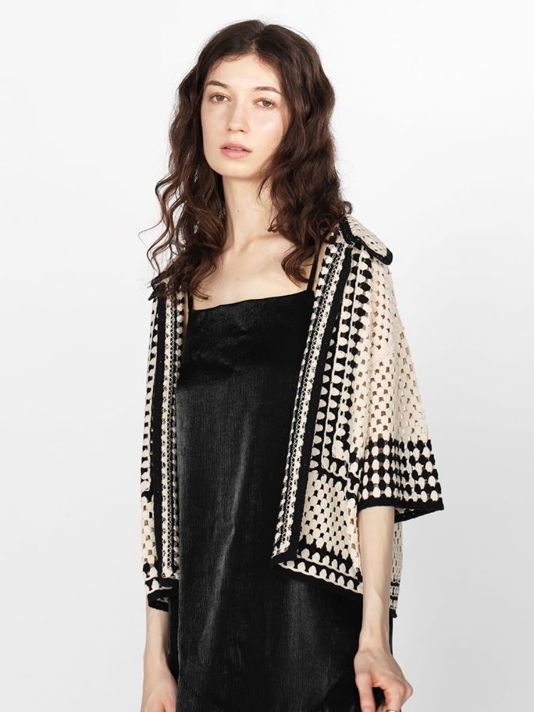 新品 YAMADAYA Ampleクロッシェニットシャツ ベージュ