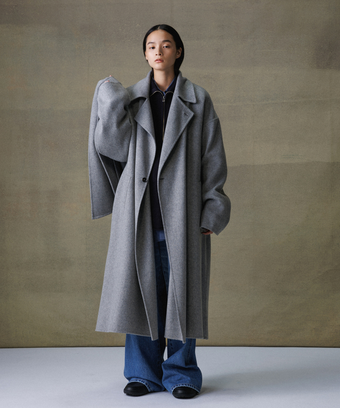【新品未開封】[マフラー付 ]メリノウール ダブルフェイス コート マフラー付き》メリノウール ダブルフェイス セミダブル