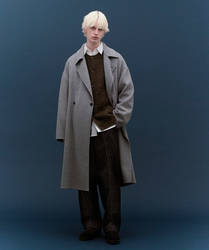 メリノウール ダブルフェイス セミダブル オーバー コート / マフラー付き マフラー付き》メリノウール ダブルフェイス セミダブル