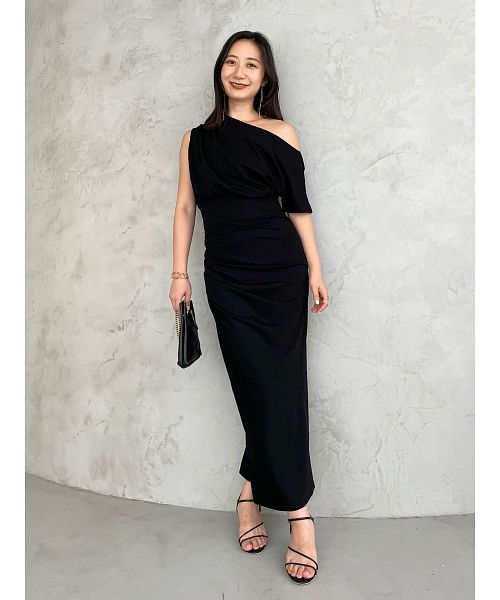 【Mac Duggal】 フリルワンショルダードレープガウン ワンショルダードレープカットワンピース(506521693) | ア