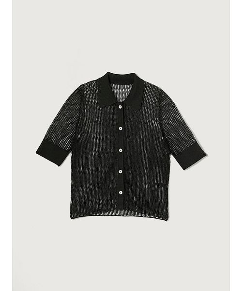 【大人気】アニュアンス　ラメメッシュハーフスリーブニットポロシャツ【美品】 ラメメッシュハーフスリーブニットポロシャツ（ニット）｜ánuans