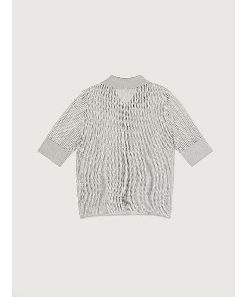 【大人気】アニュアンス　ラメメッシュハーフスリーブニットポロシャツ【美品】 ラメメッシュハーフスリーブニットポロシャツ（ニット）｜ánuans