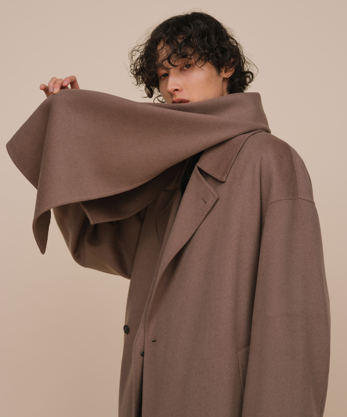 【新品未開封】[マフラー付 ]メリノウール ダブルフェイス コート マフラー付き》メリノウール ダブルフェイス セミダブル