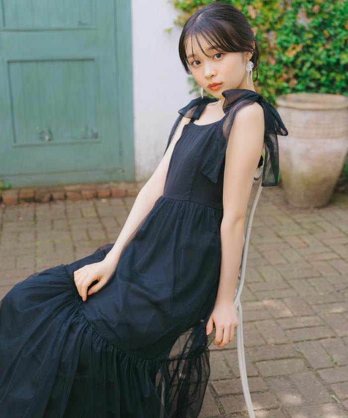 セール 30%OFF】ショルダーリボンチュールティアードワンピース