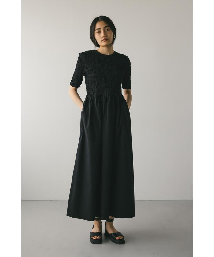 現行品♡ 新品♡ スタイルミキサー シャーリングギャザーワンピース　黒 セール 30%OFF】シャーリングギャザーワンピース(506531405