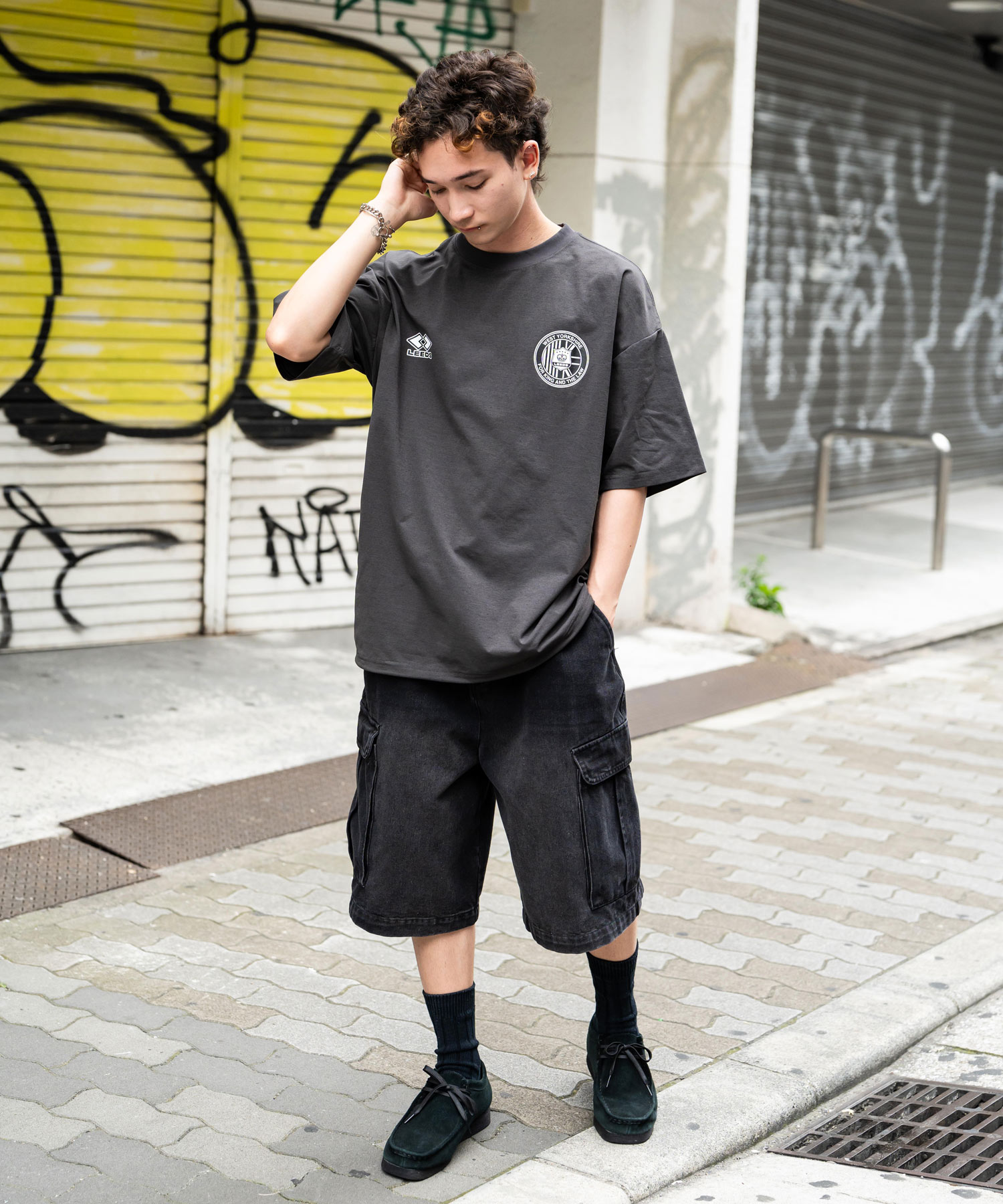 新品 THE MOBSTER JAPAN ドローコードTシャツ モブスター L