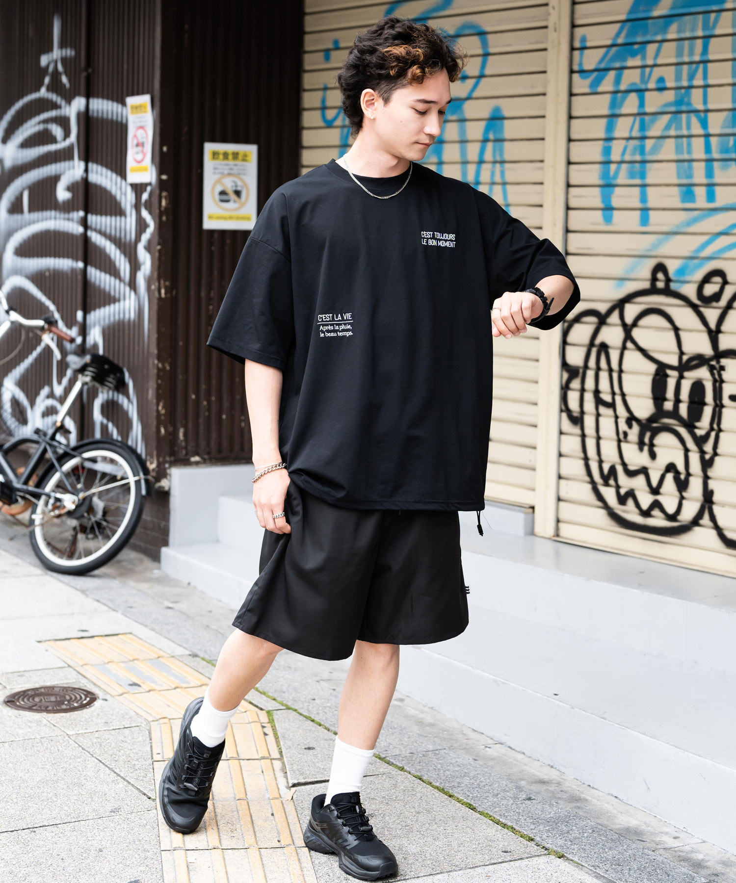 新品 THE MOBSTER JAPAN ドローコードTシャツ モブスター L