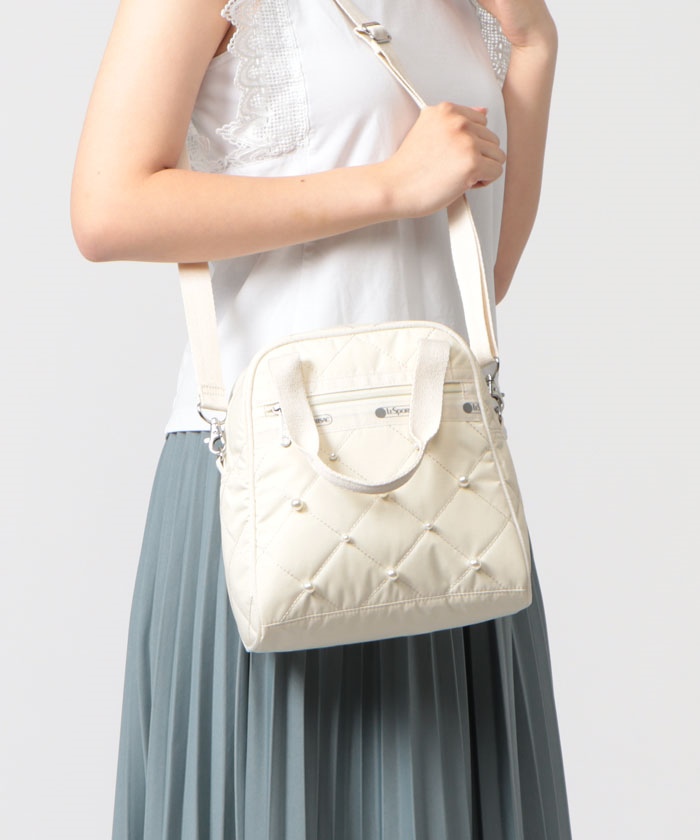 【LeSportsac】 Pearl Shine NS Mini Satchel Bag LeSportsac Pearl Shine N/S Mini Satchel - White
