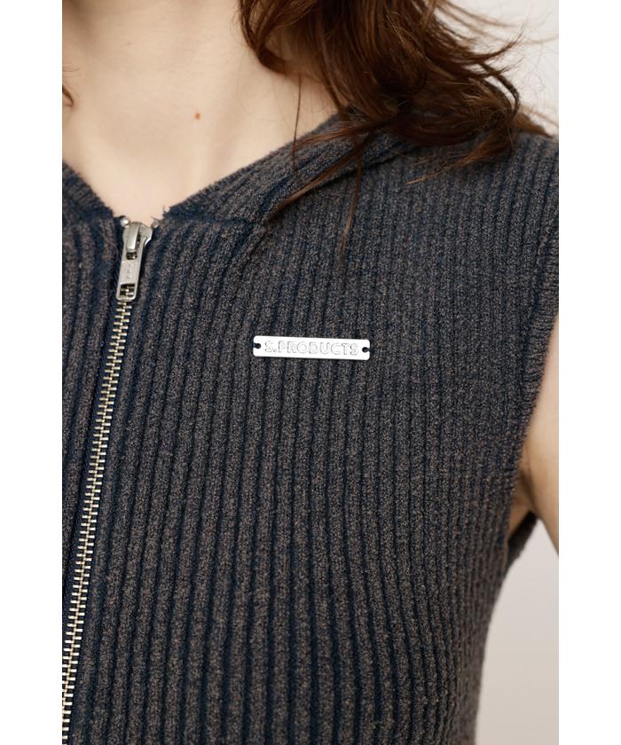sly FRONT ZIP BLEACH RIB TOPS