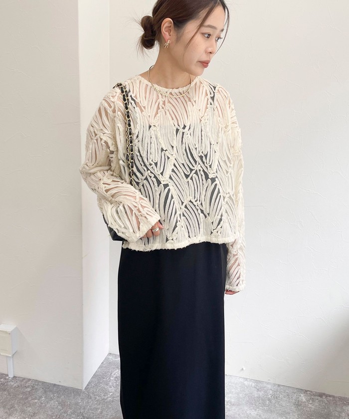 セール 35%OFF】チュールバテンレース2WAY シャツブラウス
