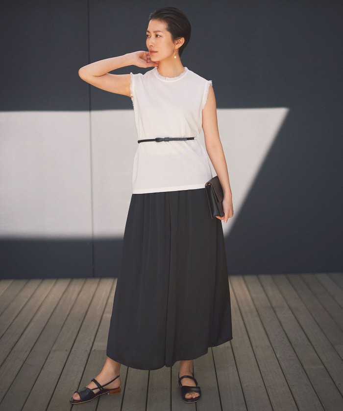 【カタログ掲載・洗える】フリンジディテールノースリーブ カットソー セール 30%OFF】【カタログ掲載・洗える】フリンジディテール