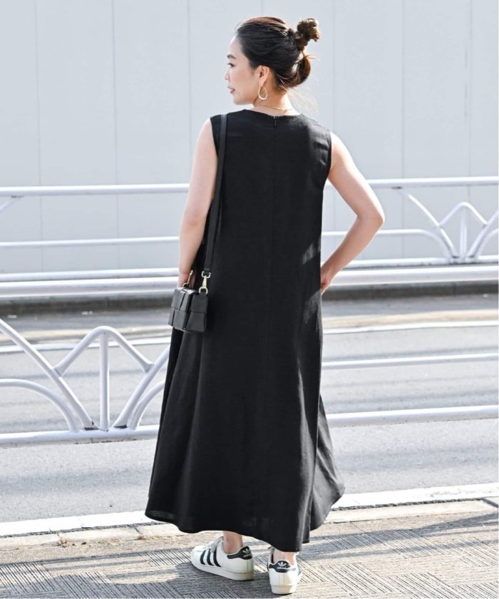 リネンレーヨンスリーブレスワンピース　レッド 追加5》手洗い可 / リネンレーヨンスリーブレスワンピース｜ベー
