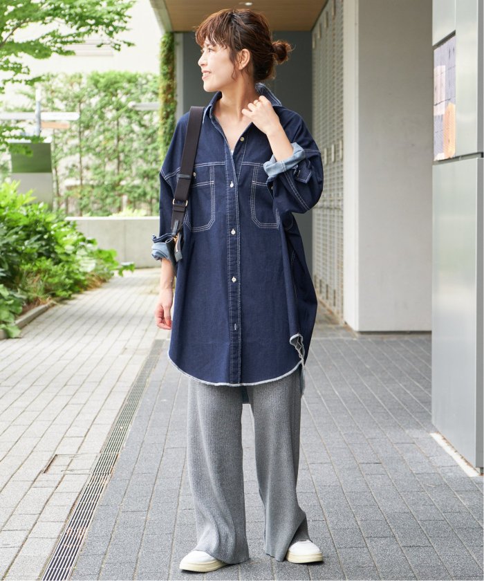 新品Spick & Span ブリーチデニムルーズシャツ スピックアンドスパン