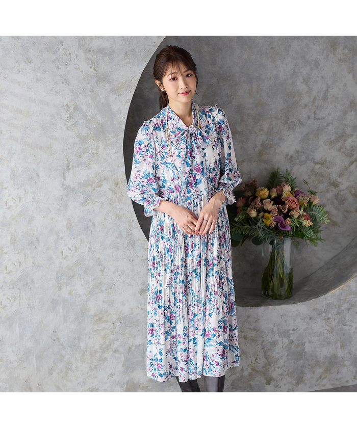 通販 セール 50%OFF】クラシカルローズプリーツワンピース(506569049 ワンピース