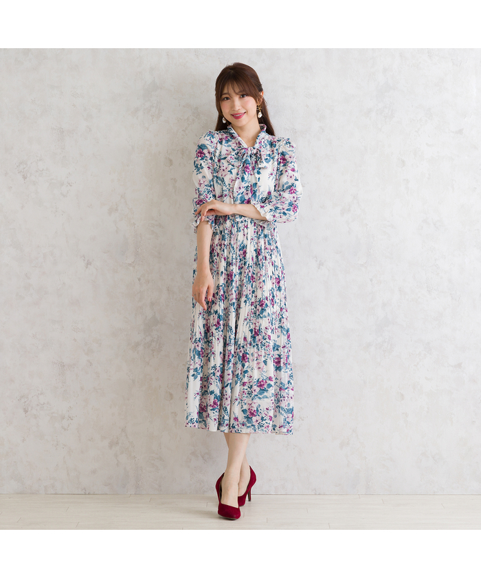 セール 50%OFF】クラシカルローズプリーツワンピース(506569049