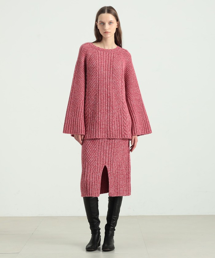 セール 40%OFF】ウールカシミヤアクア ケーブルミックスニット