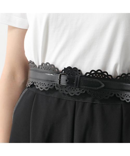 ALAIA アライア レザー ベルト 75 花 フラワー 黒 ハイブランド