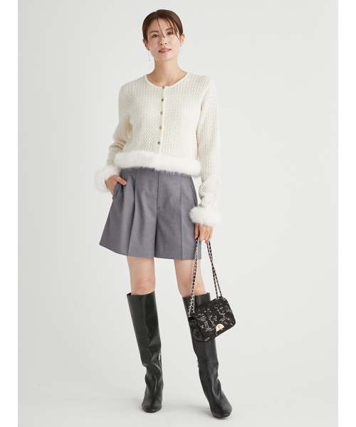 爆買い 英語 セール 30%OFF】ケーブルニットファーカーデ(506586936 トップス
