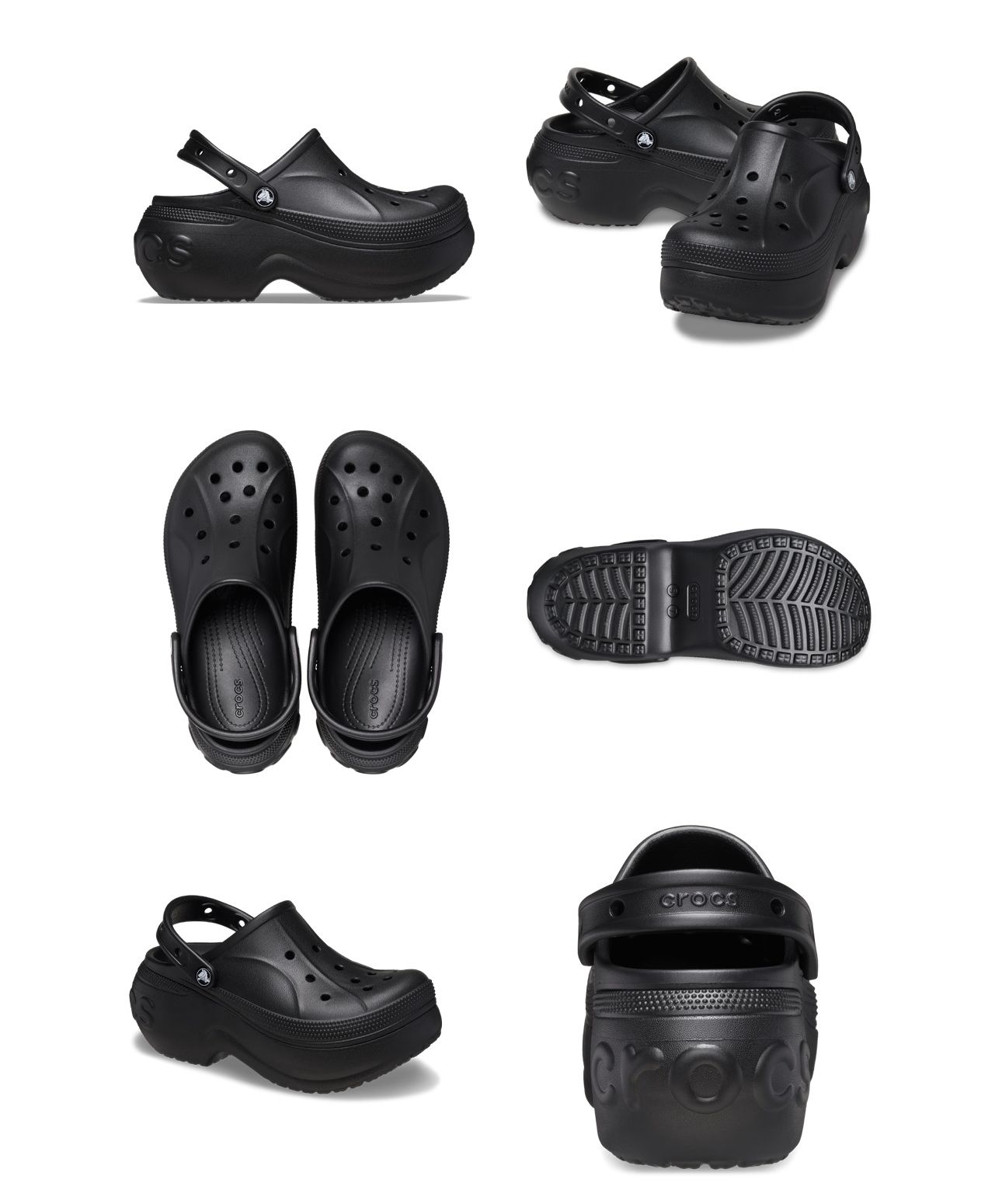 Crocs クロッグサンダル 黒　厚底 クロックス クラシック クラッシュ クロッグ サンダル / 厚底