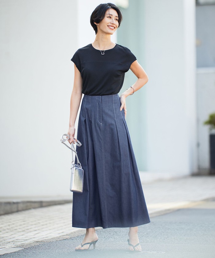 セール 30%OFF】【洗える】PlaX コットンソフトデニムスカート