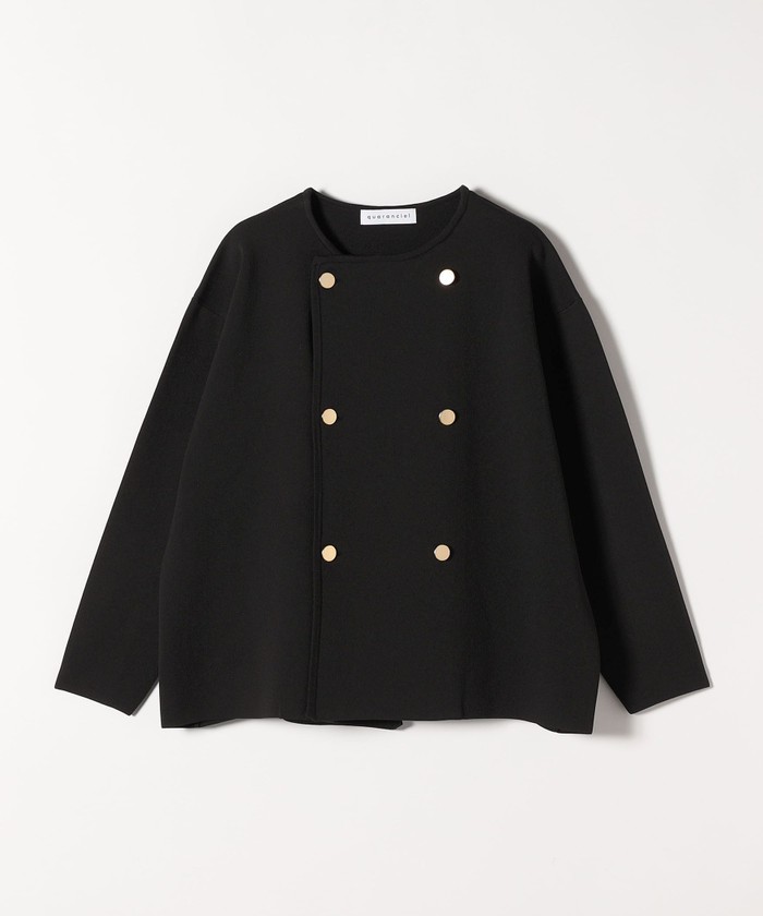 SHIPS for women / シップスウィメン quaranciel:〈手洗い可能〉ニット ノーカラー ダブルジャケット カーディガン quaranciel:〈手洗い可能〉ニット ノーカラー ダブルジャケット